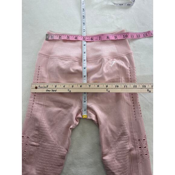 GymShark Leggings Energy Seamless Laser Cut High Rise Pastel Pink Women's XS - Picture 5 of 6
